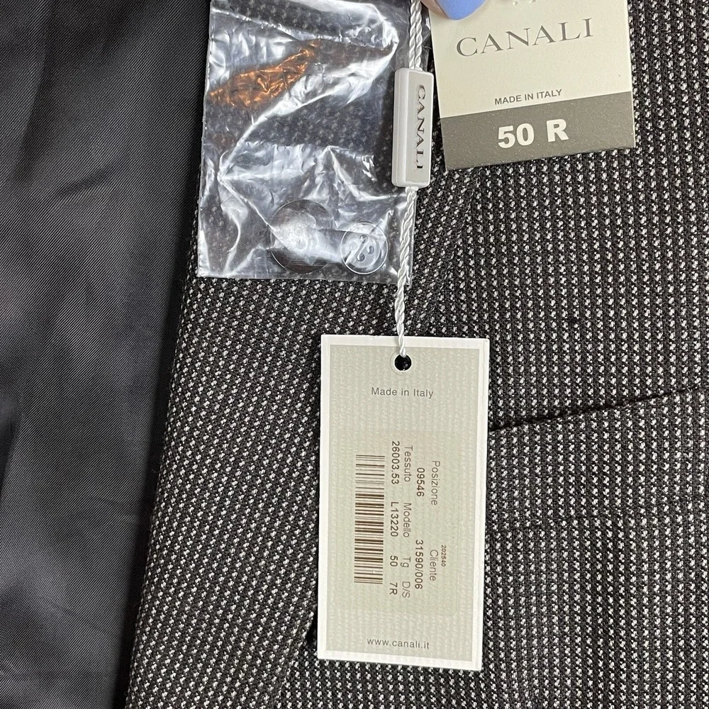 Canali Italy Men's size 50R Sports Coat Blazer Two Button Brown Black Wool